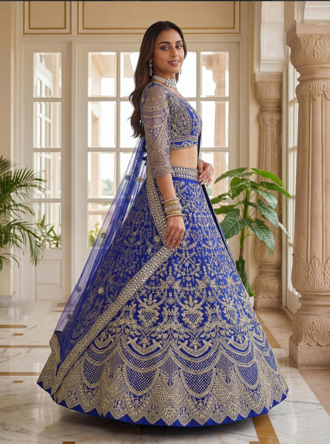 Jehan Lehenga - blauw