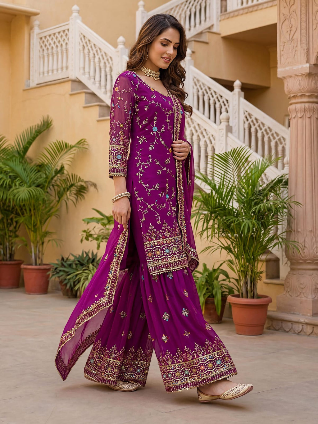 Sahiba Sharara - Paars