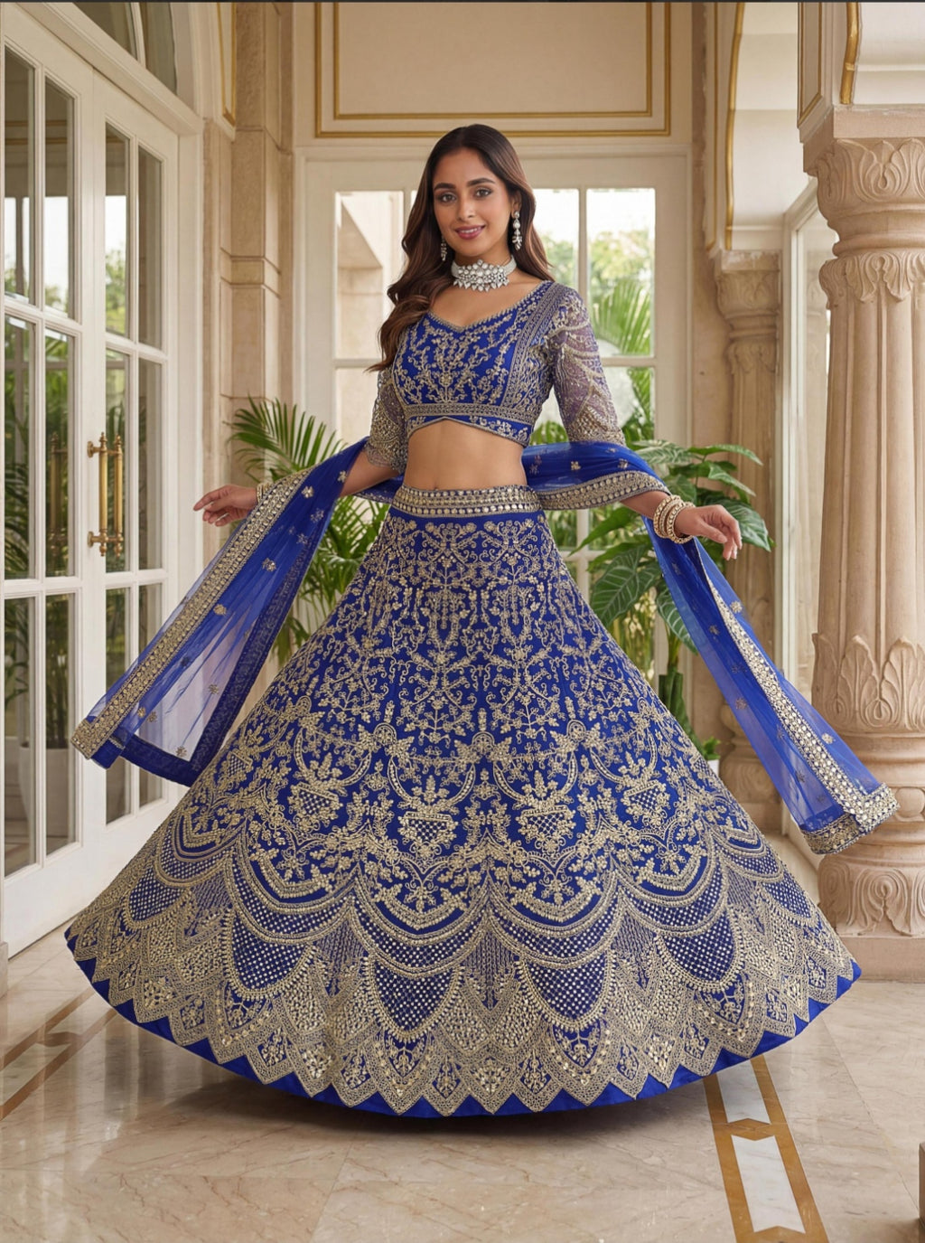 Jehan Lehenga - blauw