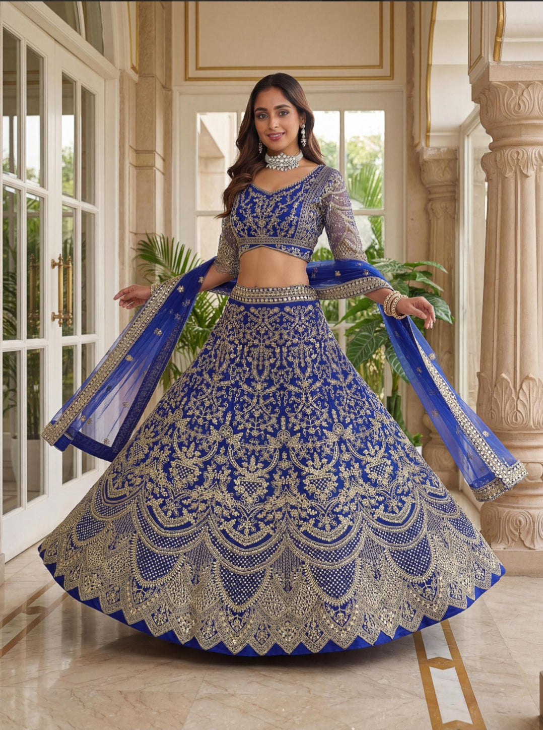 Jehan Lehenga - blauw