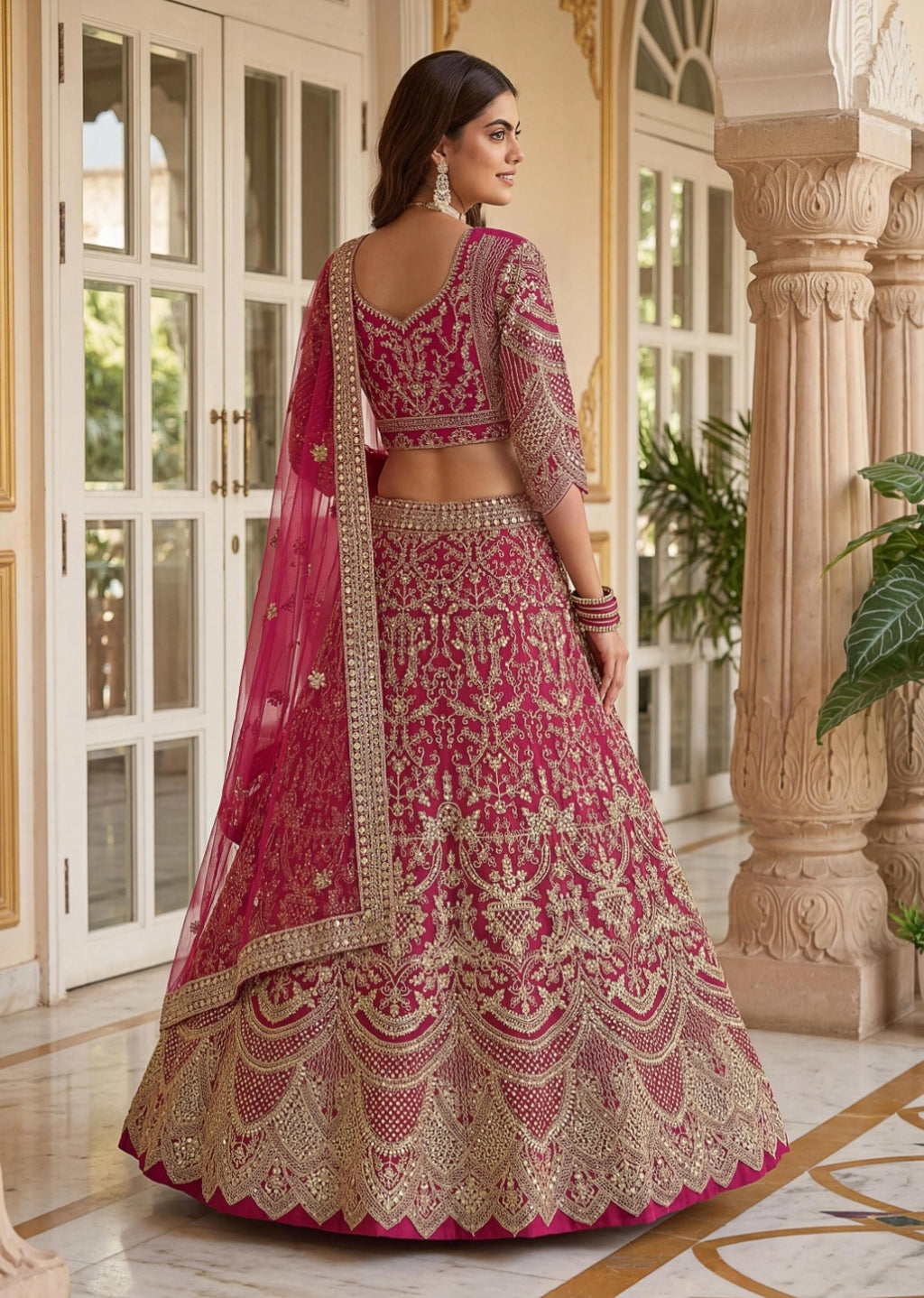 Jehan Lehenga - Rood