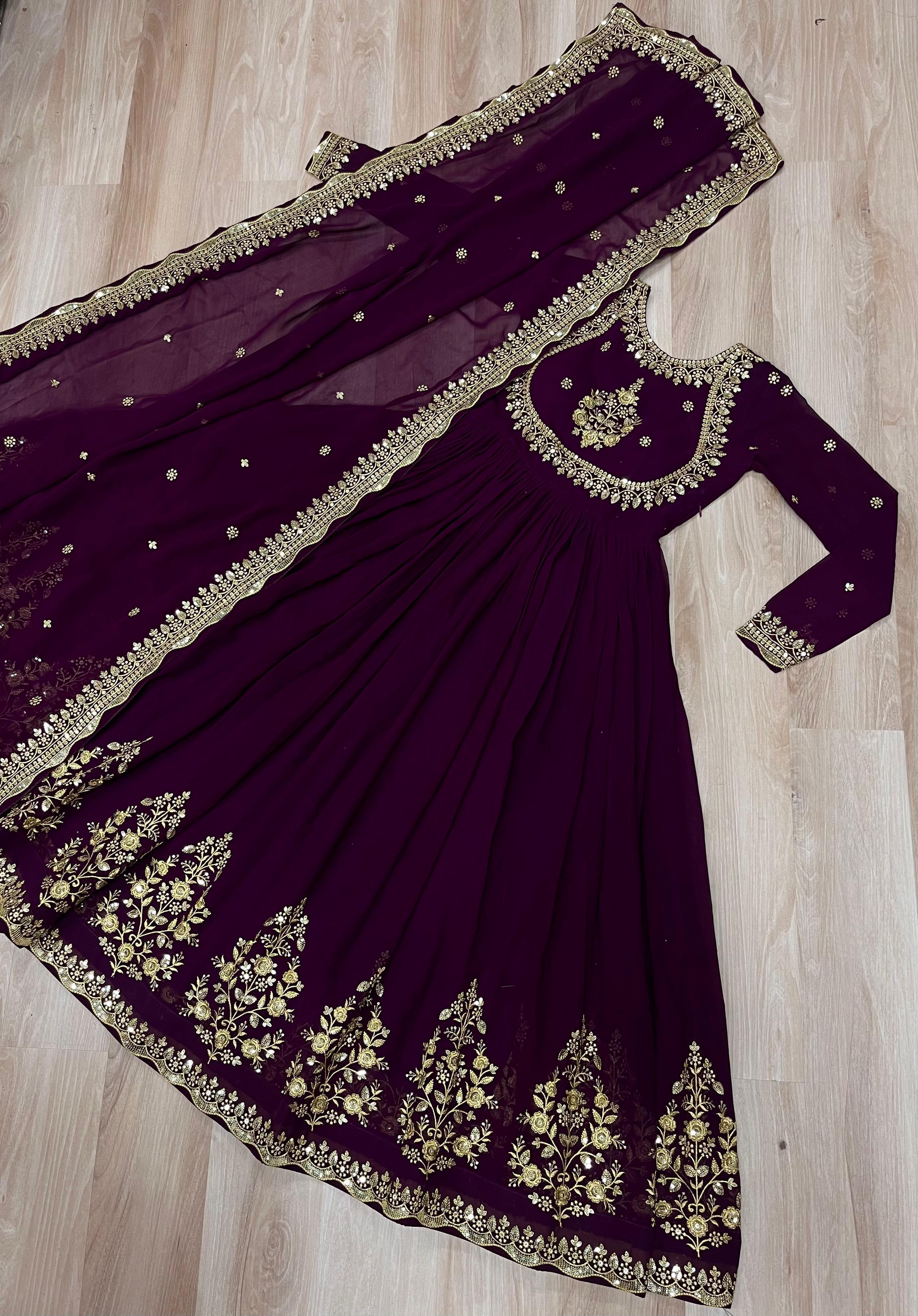 Mahroz Anarkali - Paars