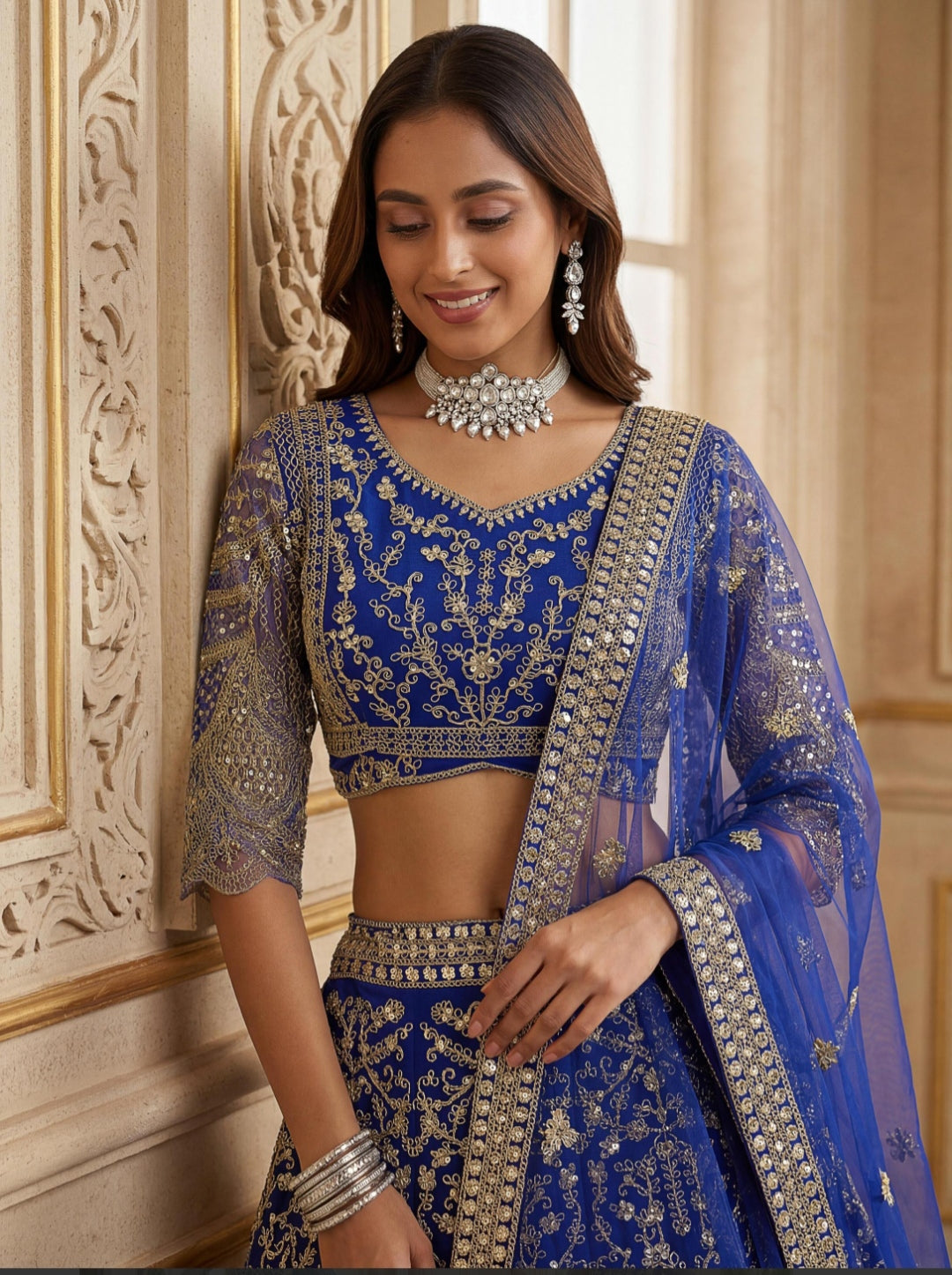 Jehan Lehenga - blauw
