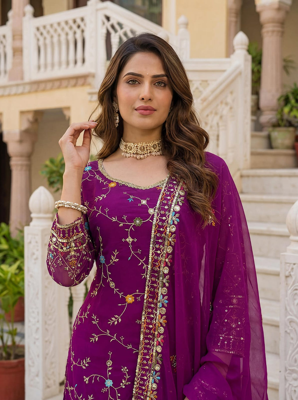 Sahiba Sharara - Paars