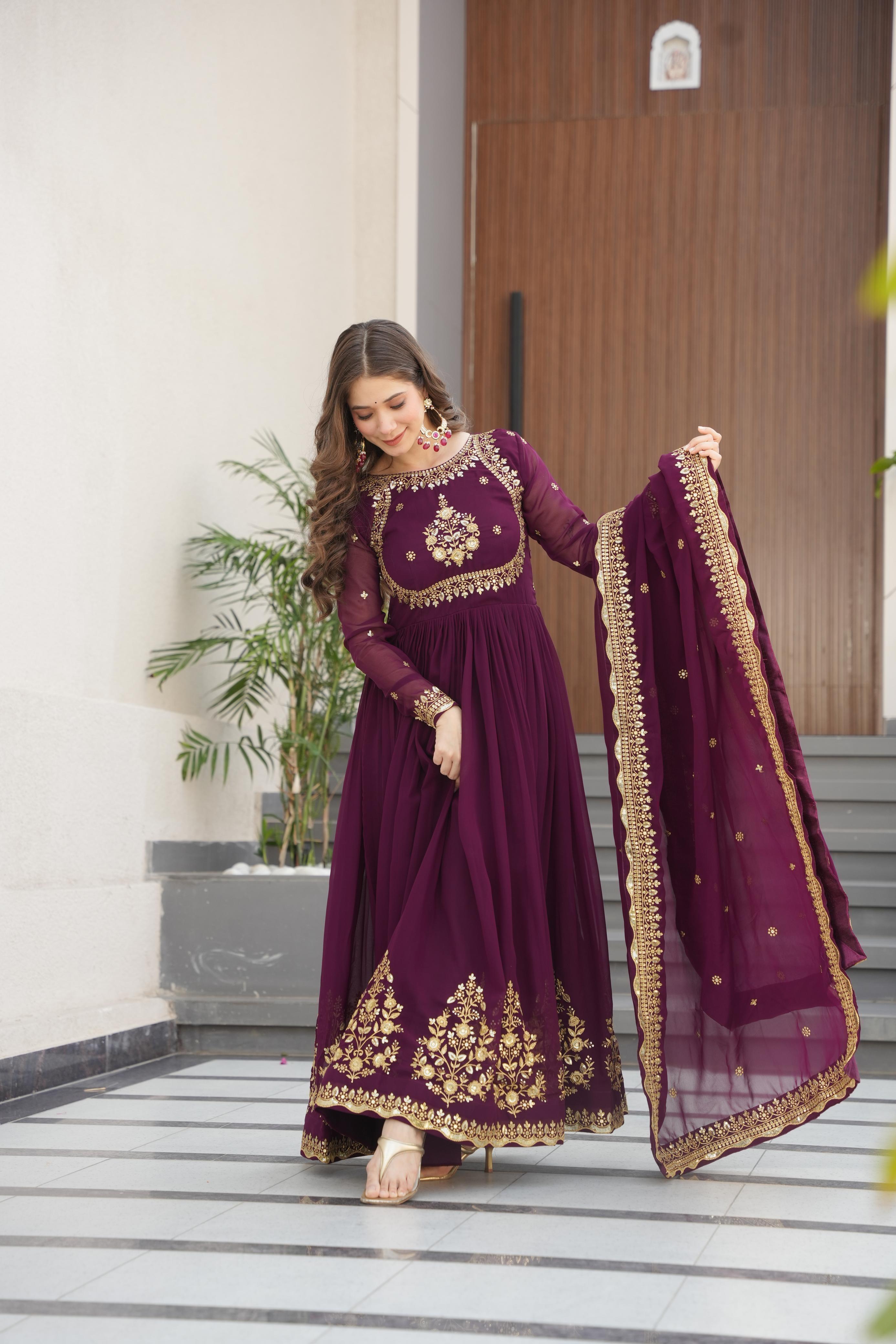 Mahroz Anarkali - Paars