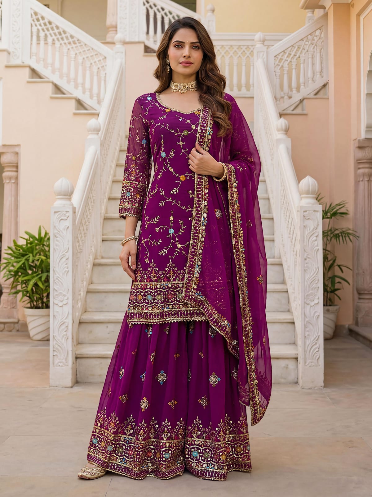 Sahiba Sharara - Paars